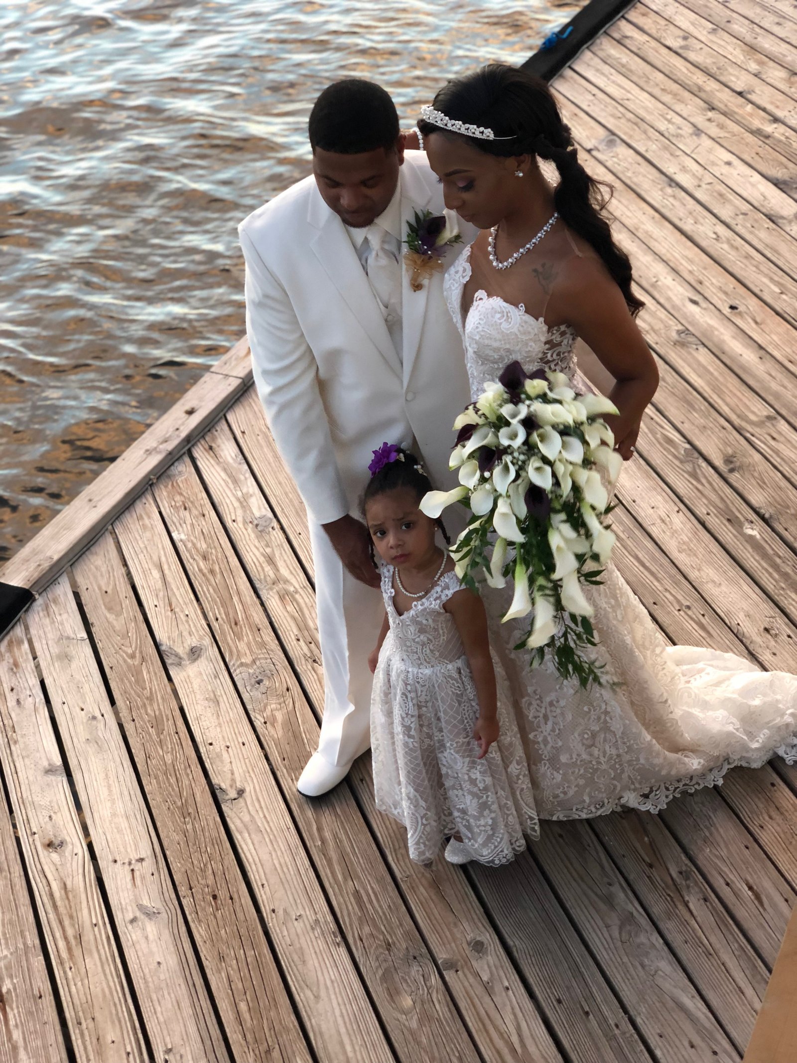 bride and matching flower girl dresses